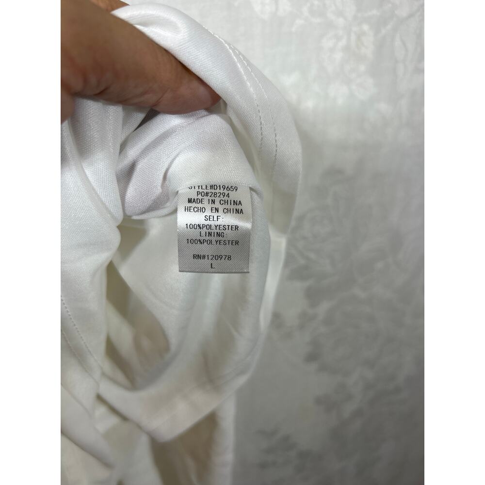 Entro Midi Dress Large White Puff Sleeve Belted Pleated - Picture 7 of 13